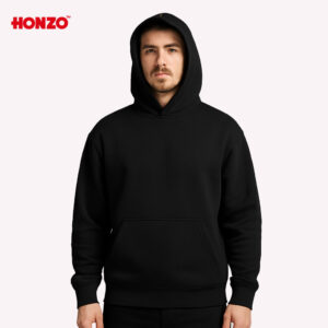 هودي أسود بسيط للجنسين – صورة أمامية