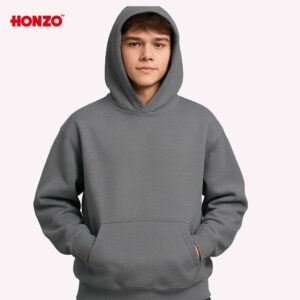 هودي رمادي بسيط للجنسين – صورة أمامية