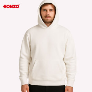 هودي أبيض بسيط للجنسين – صورة أمامية